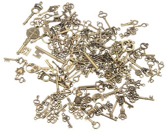 Skeleton Key Charms Key Pendants Antiqued Bronze Key Charms Steampunk Keys BULK Skeleton Keys Wholesale Keys Wholesale Charms 125pcs