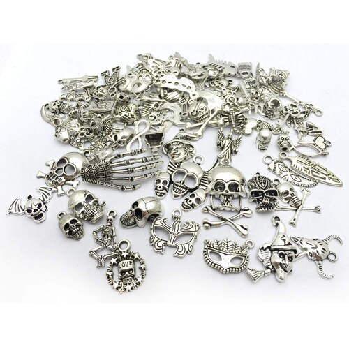 5-Piece Witch Charm Pendants - Antique Silver Halloween Charms For DIY Jewelry, Keychains & Crafts