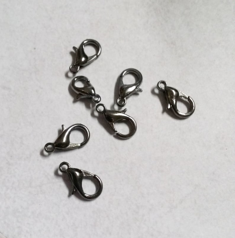 Black Lobster Clasps Findings Gunmetal Lobster Clasps 12mm Lobster Clasps BULK Findings Wholesale 100pcs image 1