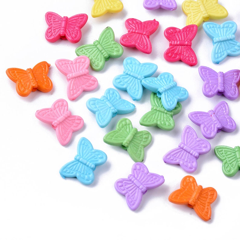 Acrylic Butterfly Beads Assorted Mix Spring Summer Jewelry Etsy