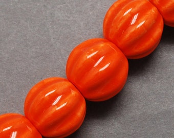 Porcelain Beads Orange Beads Pumpkin Beads Halloween Beads Fall Beads Autumn Beads 13mm Beads Wholesale Beads Bulk Beads