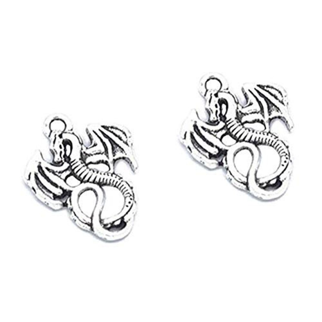 Dragon Pendants Antiqued Silver Dragon Charms Fairy Tale Charms Set