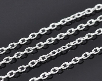 Textured Cable Chain Silver Necklace Chain Jewelry Supplies BULK Chain Wholesale Chain Silver Cable Chain Textured Chain 328 Feet