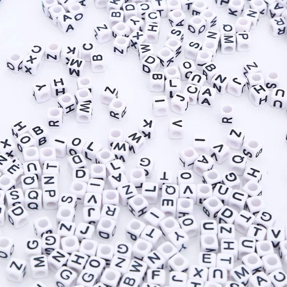 Letter Beads Alphabet Beads White Letter Beads White Alphabet Beads  Wholesale Beads Bulk Beads 50 pieces 6mm