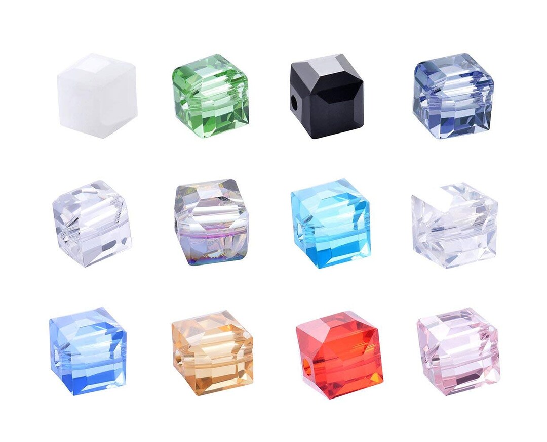 BULK Beads Glass Cube Beads Glass Beads 8mm Beads Assorted Beads Lot