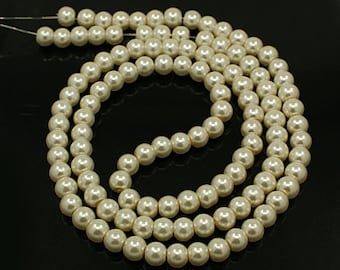 Bulk Beads Wholesale Beads Glass Pearls Ivory Pearls Ivory Beads 4mm Glass Pearls 4mm Beads 20 Strands 4320 pieces PREORDER