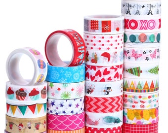 BULK Washi Tape Decorative Tape Gift Wrapping Christmas Washi Holiday Scrapbooking Assorted Washi Tape Wholesale Tape 15mm Washi Tape 30roll