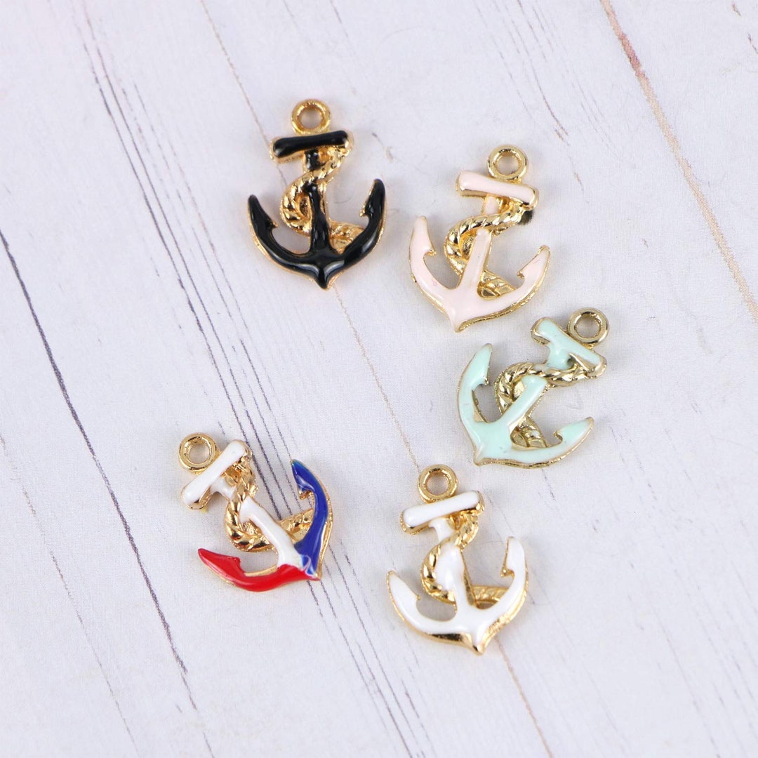 Enamel Anchor Charms Gold Enamel Charms Nautical Charms Set Assorted