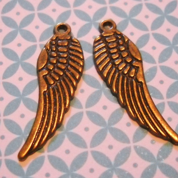 Angel Wing Charms Bronze Charms Antiqued Bronze Bulk Charms Wholesale Charms Bronze Angel Wings 30mm 50pcs PREORDER