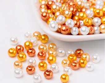 Wholesale Beads Bulk Beads 6mm Glass Pearls 6mm Beads Assorted Beads 6mm Glass Beads 6mm Pearls Caramel Popcorn Beads 200pcs