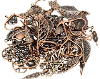 Copper Charms Set Assorted Charms Mixed Charms BULK Charms Antiqued Copper Charms Copper Pendants Wholesale Charms 80 pieces 100 grams