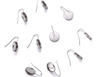Hook Earring Blanks Stainless Steel Ear Wires Earring Wires Cabochon Setting Blanks Silver Earring Blanks Earring Findings BULK 50pcs
