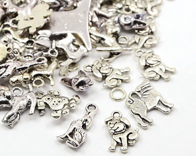 Dog Charms Dog Themed Charms Assorted Charms Set Antiqued - Etsy