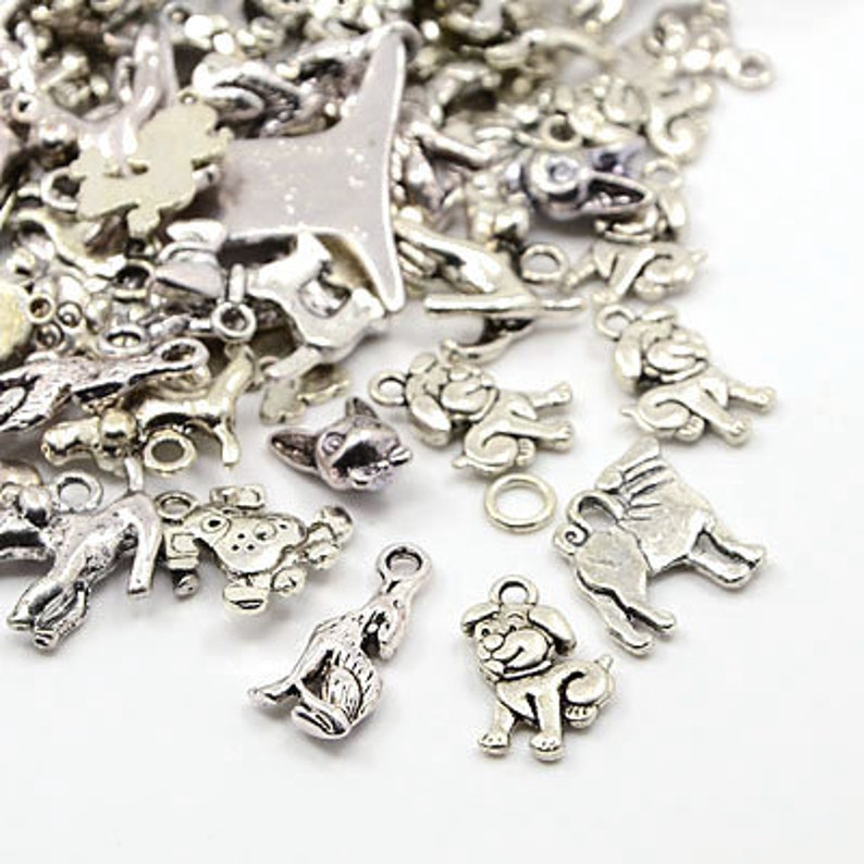 Dog Charms Dog Themed Charms Assorted Charms Set Antiqued | Etsy