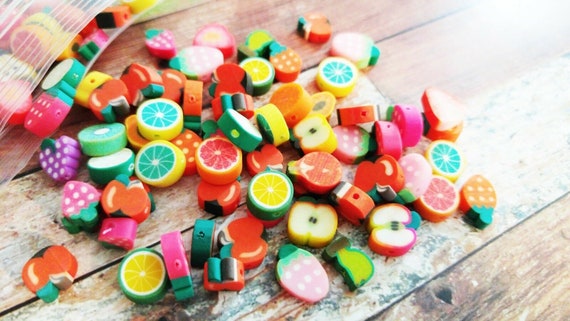 Bulk Beads Fruit Beads Polymer Clay Fruit Beads Assorted Beads 50