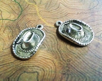 Cowboy Hat Charms Antiqued Silver Hat Charms Western Charms Hat Pendants Texas Charms BULK Charms Wholesale 60 pieces