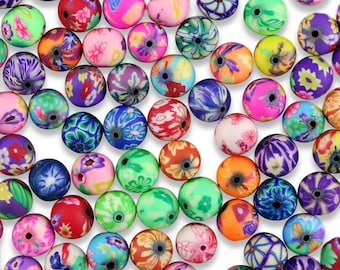 Bulk Beads Polymer Clay Beads 10mm Flower Beads 10mm Beads Assorted Beads Wholesale Beads 100 pieces