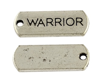 Word Charms Word Pendant Warrior Charms Silver Word Charms Message Charms Charms with Words Bulk Charms Wholesale Charms 50 pieces