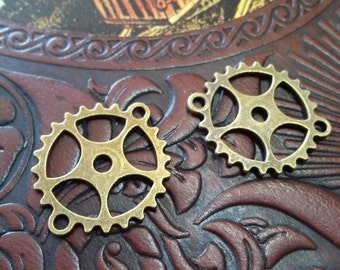 Clock Gears Connectors Watch Gears Steampunk Gears Antiqued Bronze Wholesale Charms Bulk Gears 50 pieces