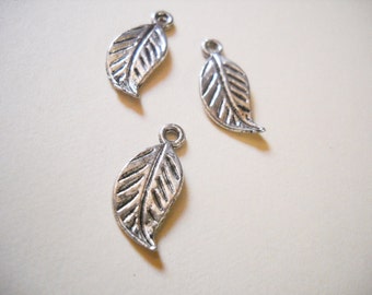 Leaf Charms Antiqued Silver Stamping Bulk Charms Wholesale Charms 100pcs