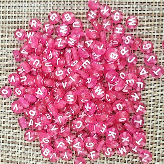 Pink Letter Beads Pink Alphabet Beads Pink Bulk Beads Wholesale Beads 600  pieces 7mm Random Mix Valentines Day