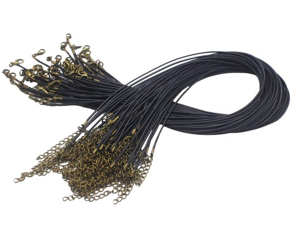 Wholesale Necklaces Necklace Cord Wax Cord Necklace Blanks 20 Inch  Necklaces BULK Necklaces 50pcs Black Cord Necklaces Bronze Clasps