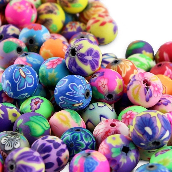 Bulk Beads Polymer Clay Beads 10mm Flower Beads 10mm Beads Assorted Beads  Wholesale Beads 100 Pieces 