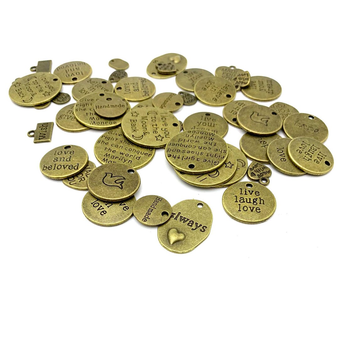 Quote Charms Word Charms Antiqued Bronze Word Pendants Bronze Word