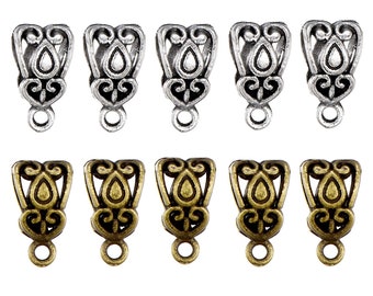 Hang Bails Pendant Bails Antiqued Silver Bronze Bails Jewelry Bails Charm Bails Bead Hanger Pendant Hanger Assorted Bails BULK Bails 100pcs