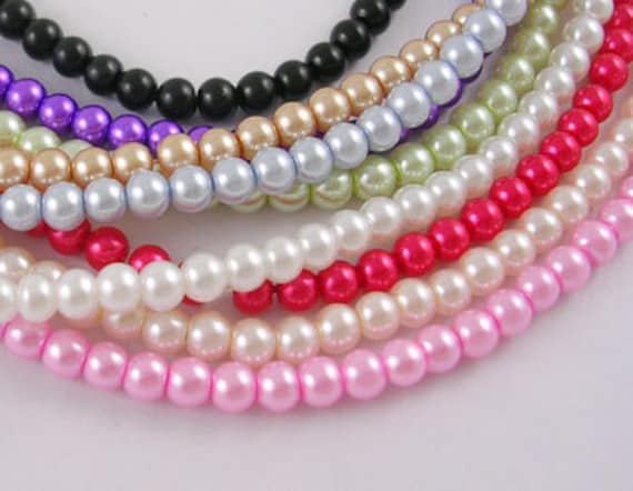 1 Strand 4mm Champagne Pearl Glass Pearls 216 Beads