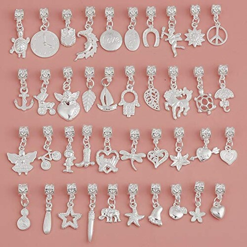 Dangle Charms Set Shiny Silver Charms Assorted Charms Lot Big Etsy