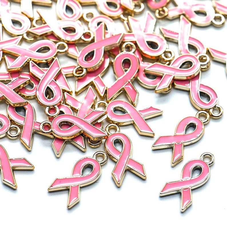 Cancer Awareness Charms Ribbon Pendants Pink Awareness Ribbon Etsy