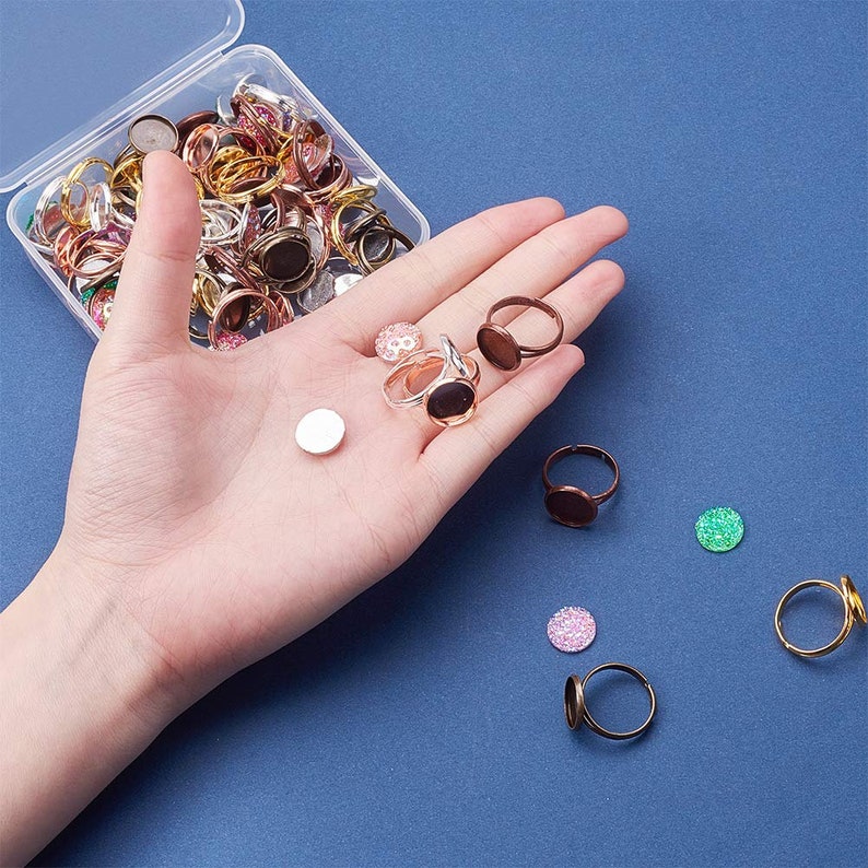 Ring Making Kit Rose Gold Ring Blanks Ring Settings Faux Druzy Etsy