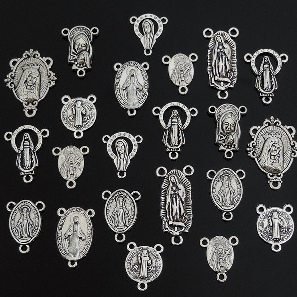 Rosary Pendants Rosary Connectors Antiqued Silver Religious Charms Catholic Charms BULK Charms Wholesale Charms 40pcs