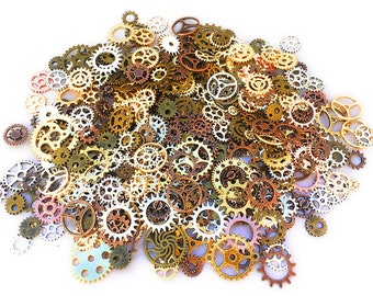 Bulk Gears Steampunk Gear Charms Gear Pendants Assorted Gears Cogs Steampunk Supplies Bronze Silver Gold 500 pieces