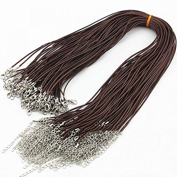 5 Pcs Black Leather Cord Necklace Silver Clasp for Men or Women 18