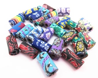 Bulk Beads Polymer Clay Beads 10mm Flower Beads Assorted Beads Wholesale Beads Barrel Beads Tube Beads 100pcs PREORDER