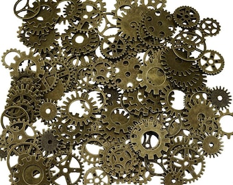 Bulk Gears Steampunk Gear Charms Gear Pendants Assorted Gears Cogs Steampunk Supplies Bronze Gears 120 pieces Wholesale