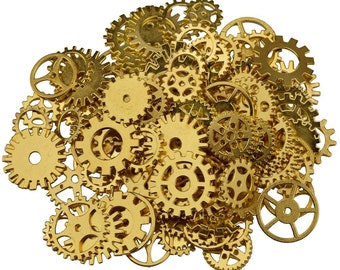 Bulk Gears Steampunk Gear Charms Gear Pendants Assorted Gears Cogs Steampunk Supplies Antiqued Gold Gears 120 pieces Wholesale