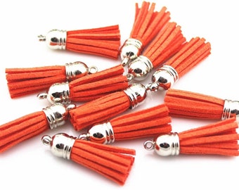 Quaste Charms Quaste Anhänger Quaste Kit Faux Wildleder Quasten Orange Quasten Diffusor Anhänger Diffusor Charms Bulk Charms 40pcs 1,5"