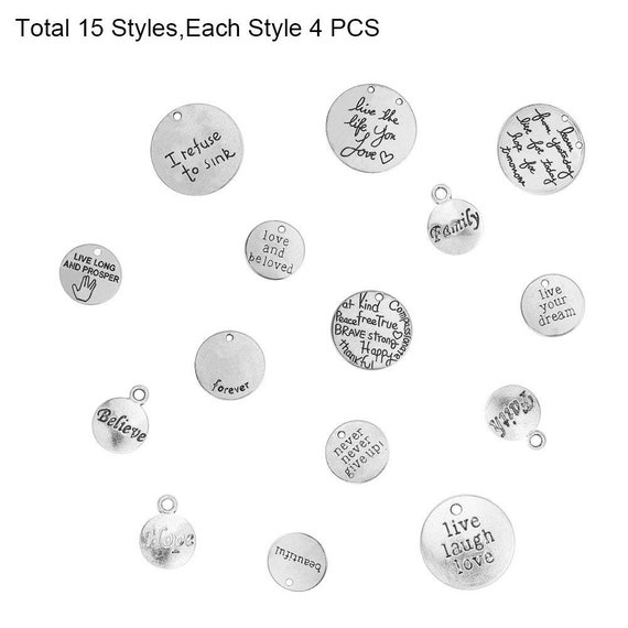 Quote Charms Word Charms Antiqued Silver Word Pendants Silver Word