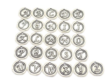 Alphabet Charms Letter Charms Antiqued Silver Letter Charms Initial Charms BULK Charms Wholesale Charms 52pcs 2 Full Alphabet Sets
