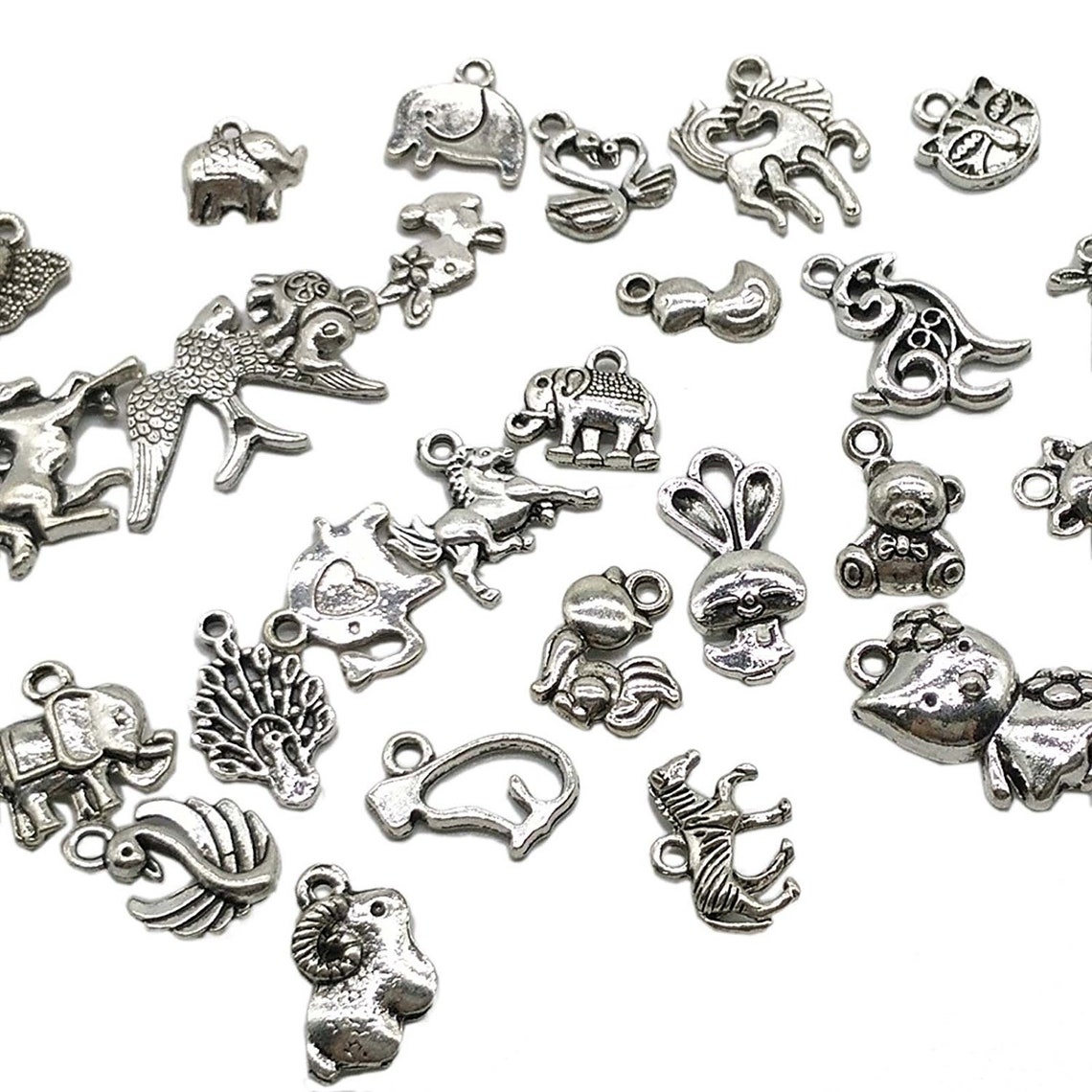 Animal Charms Animal Pendants Assorted Charms Antiqued Silver Etsy