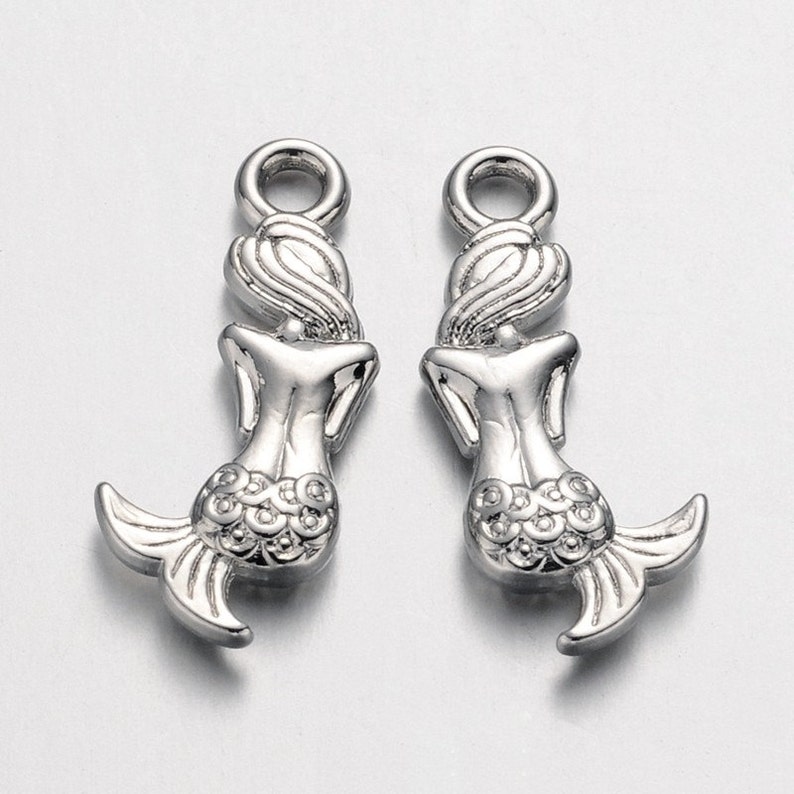 Mermaid Charms Silver Mermaid Charms Fantasy Charms Mythical Charms Fairy Tale Charms 50 pieces BULK Charms image 1