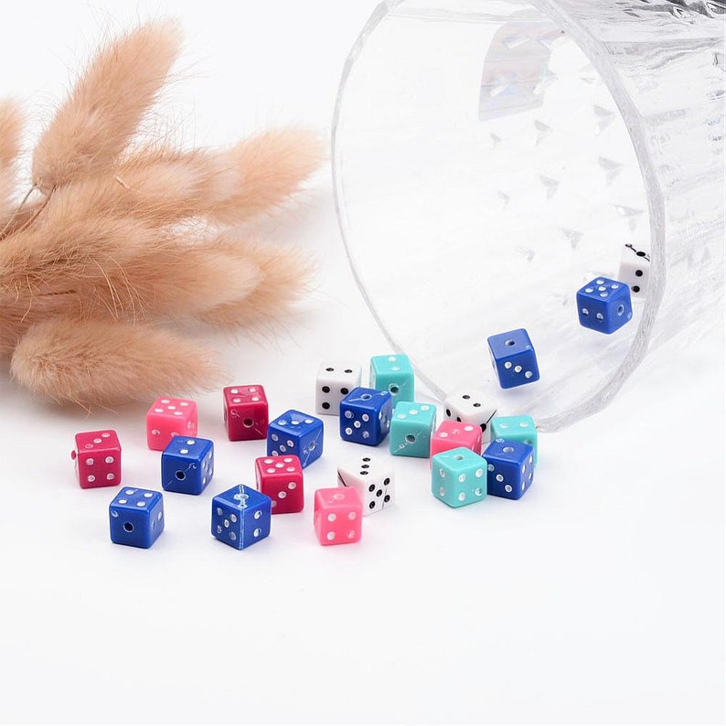 Dice Beads Assorted Beads Acrylic Dice Beads 8mm Cube Beads Etsy