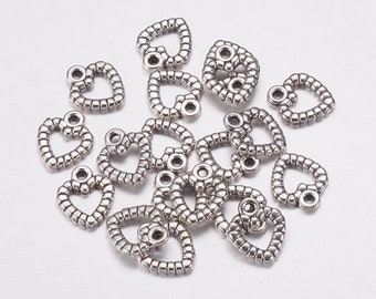 Heart Charms Heart Pendants Silver Heart Charms Open Heart Charms Silver Charms Love Charms Wholesale Charms BULK Charms 50 pieces