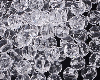 BULK Beads Clear Glass Beads Wholesale Beads Rondelle Beads Faceted Glass Beads 8mm Beads Abacus Beads 8mm Glass Beads 300pcs