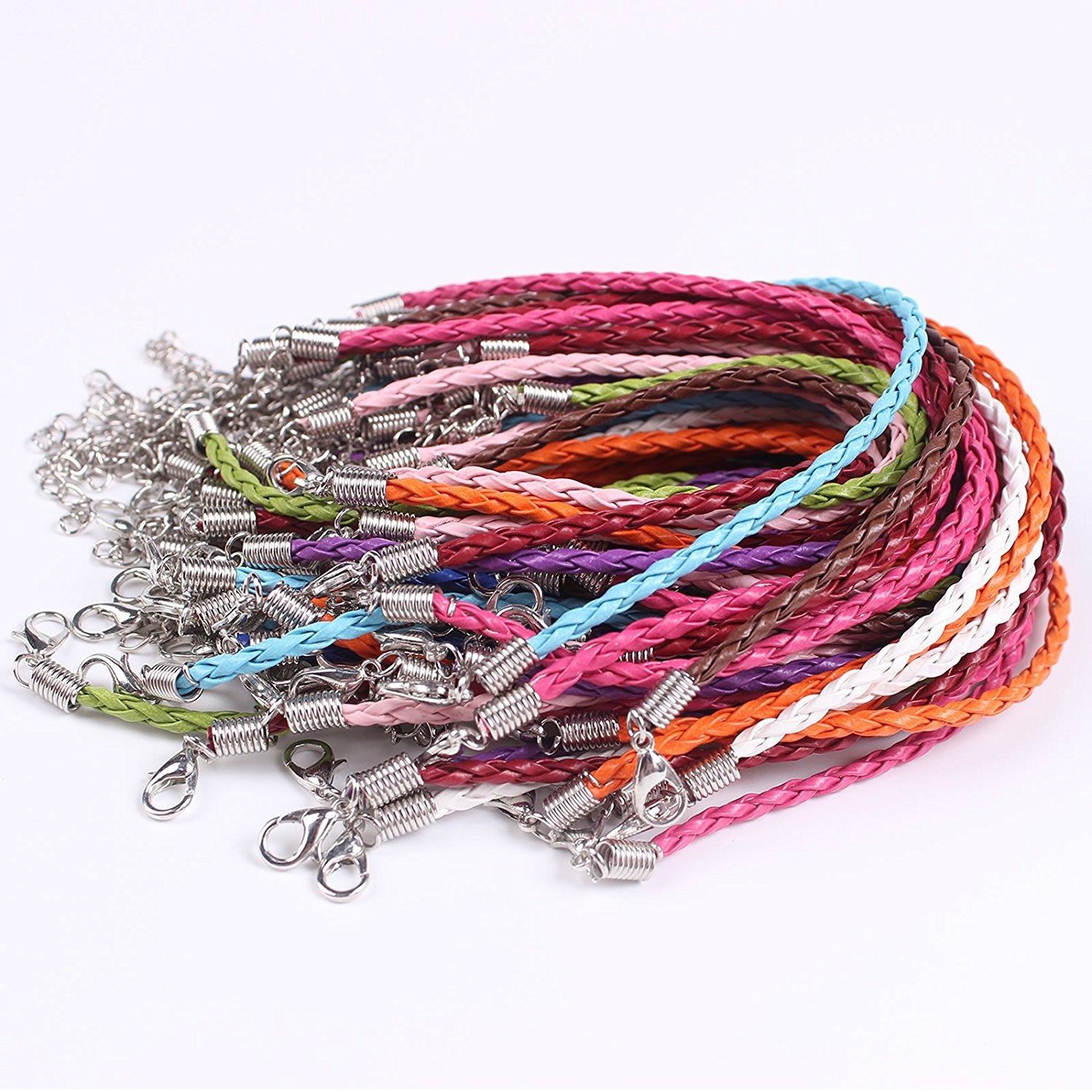 20pcs Wholesale Lots Braided Rope Charm Leather Bracelet Many Colors Pick 