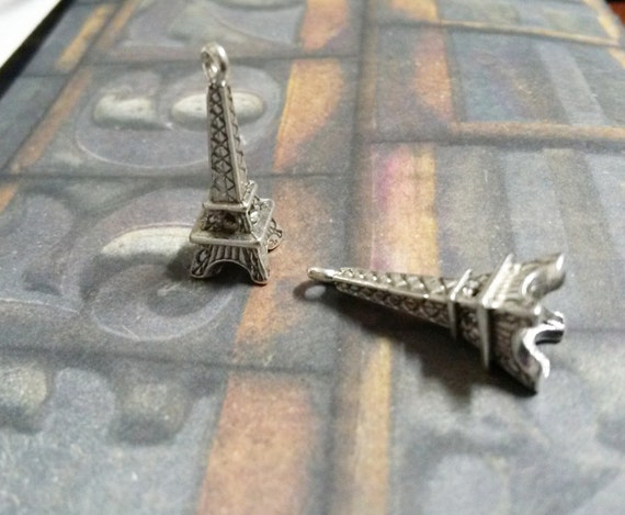 Eiffel Tower Charms Antiqued Silver Paris Charms 3D Bulk Charms