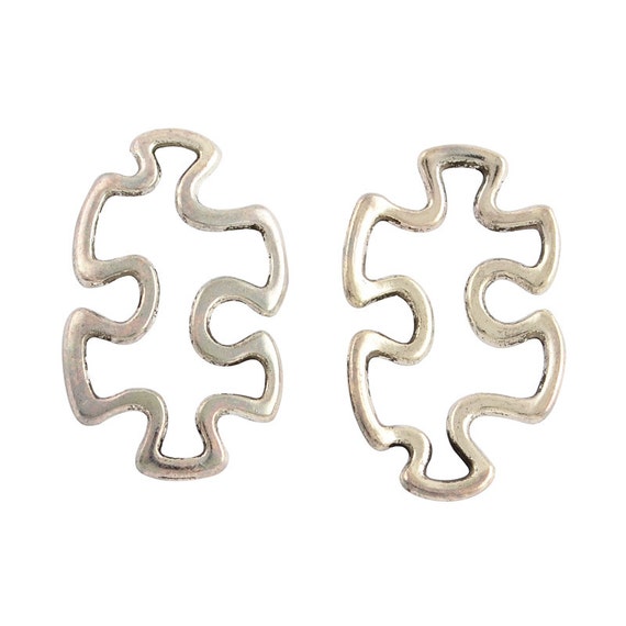 10 Puzzle Piece Charms Pendants Stamping Blank Autism Awareness Antiqued Bronze